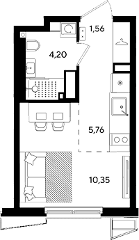 Продается 1-комн. квартира, 21.87 м²