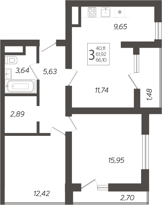 Продается 3-комн. квартира, 63.52 м² — фото 3
