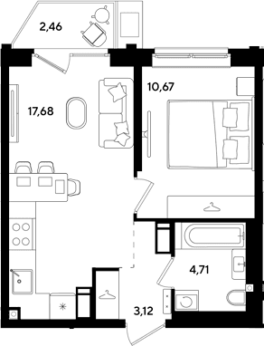 Продается 2-комн. квартира, 36.18 м²