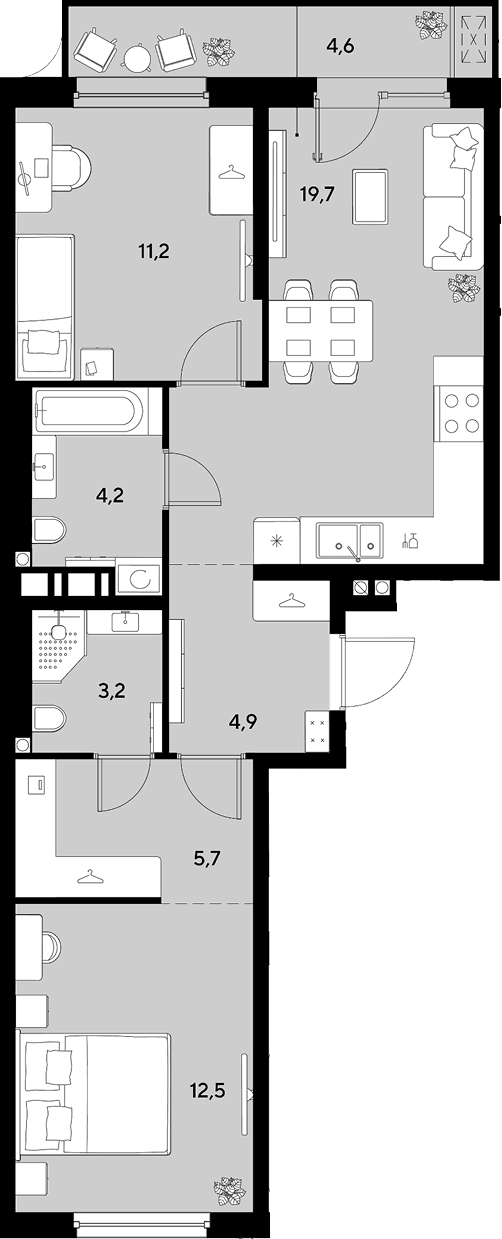 Продается 2-комн. квартира, 61.4 м²