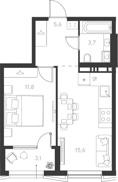 Продается 1-комн. квартира, 36.7 м²