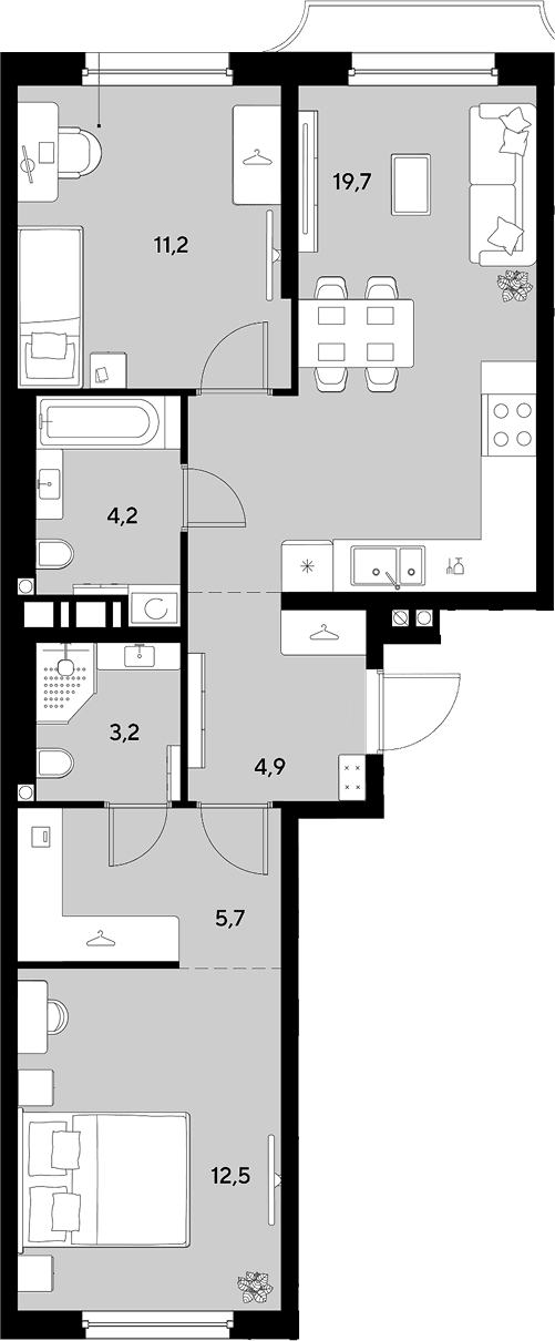 Продается 2-комн. квартира, 61.4 м²