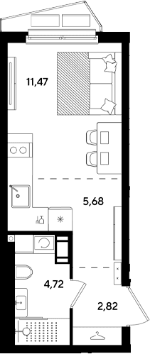 Продается 1-комн. квартира, 24.69 м²