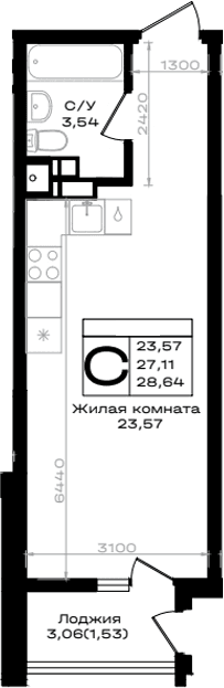 Продается 1-комн. квартира, 27.11 м²