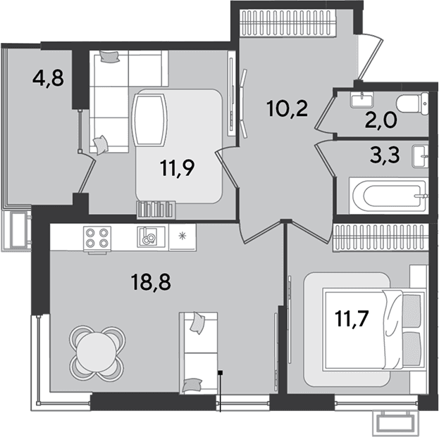 Продается 3-комн. квартира, 57.9 м²