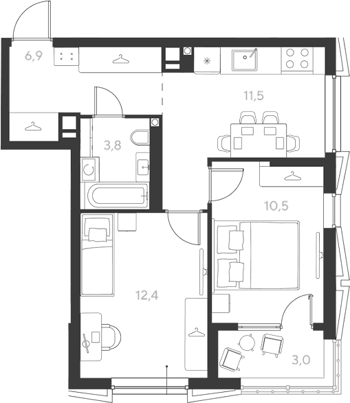 Продается 2-комн. квартира, 45.1 м²