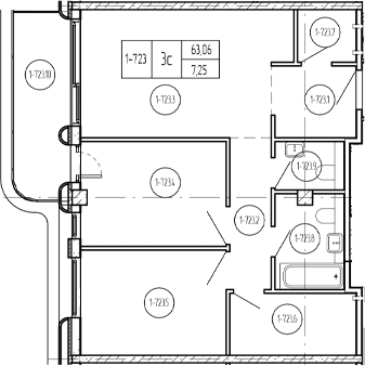 Продается 3-комн. квартира, 64.18 м²
