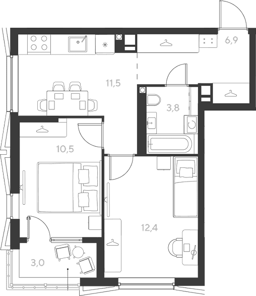 Продается 2-комн. квартира, 45.1 м²