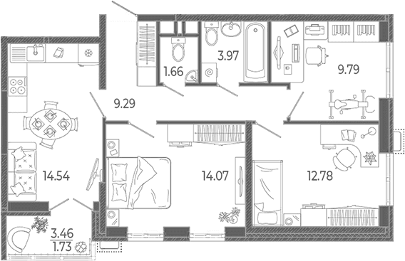 Продается 3-комн. квартира, 66.1 м² — фото 2