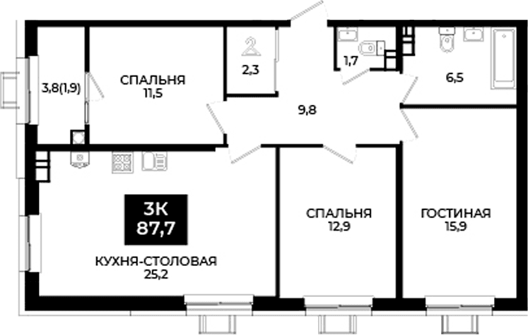 Продается 4-комн. квартира, 85.8 м²