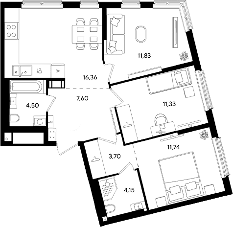 Продается 4-комн. квартира, 71.21 м²