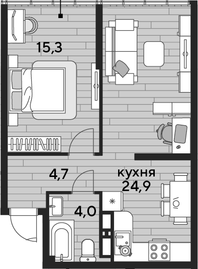 Продается 1-комн. квартира, 48.9 м²