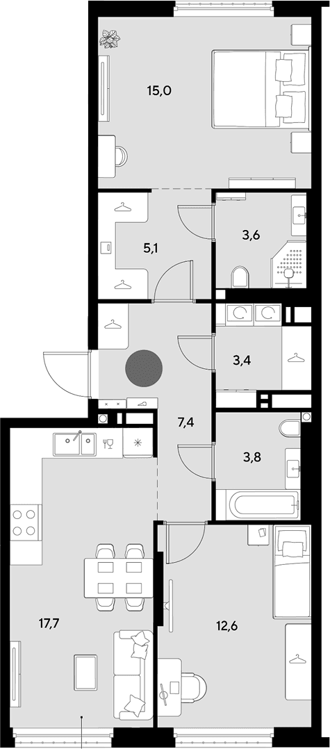 Продается 3-комн. квартира, 68.6 м²