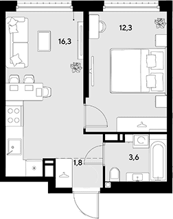 Продается 1-комн. квартира, 34 м²
