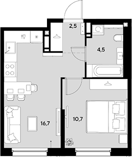 Продается 1-комн. квартира, 34.4 м²