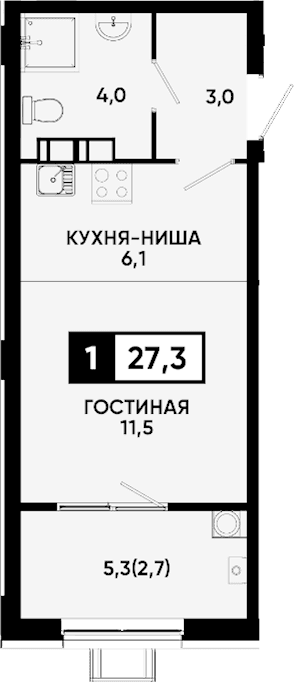 Продается 1-комн. квартира, 24.6 м²