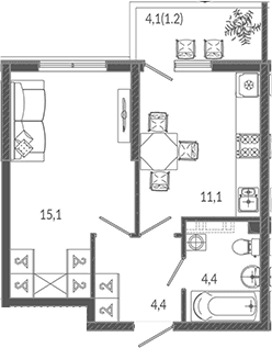 Продается 1-комн. квартира, 35 м²