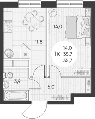 Продается 1-комн. квартира, 35.7 м²