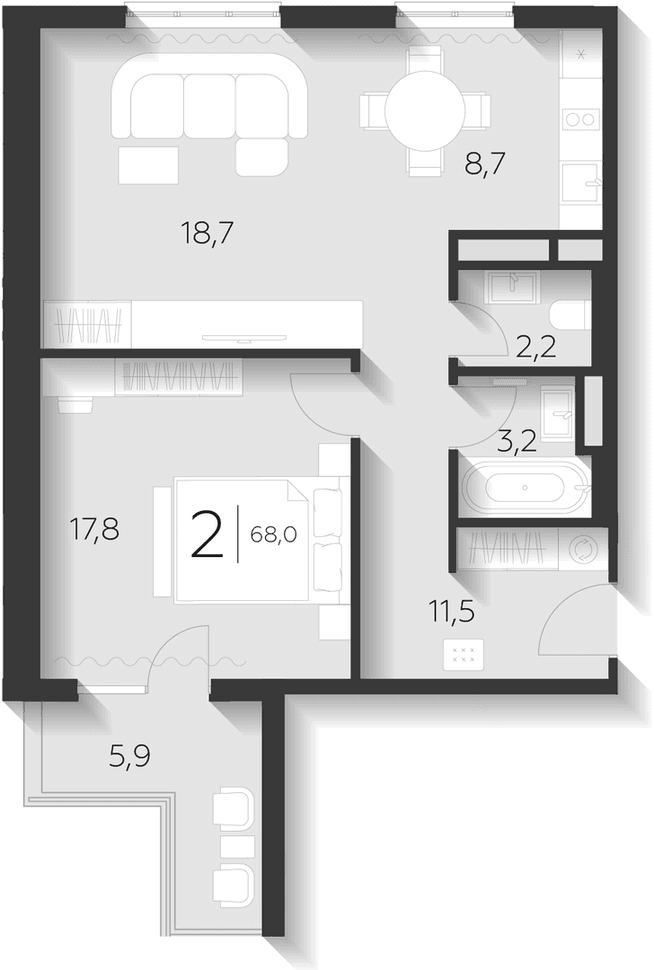 Продается 2-комн. квартира, 61 м²